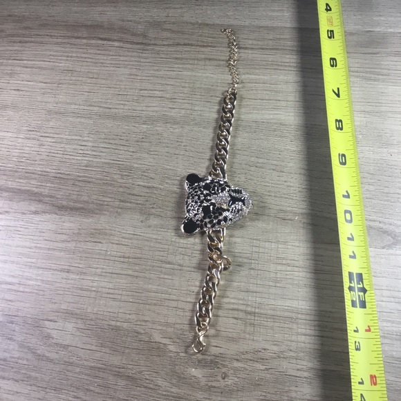 Gold and Black Leopard  Rhinestone Jewelry Earring Necklace Set - Picture 9 of 9